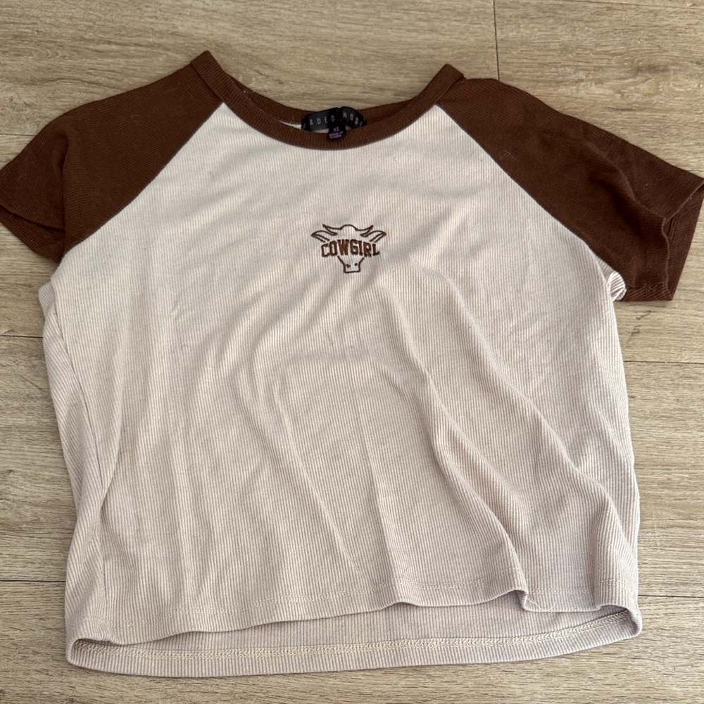 Cowgirl Beige and Brown Crop Top